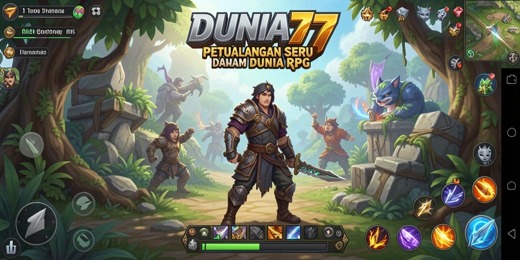 Tangkapan layar menampilkan aksi seru dalam game RPG DUNIA77.