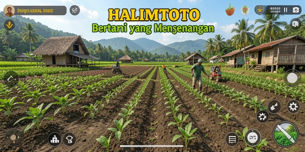 Tampilan menarik gameplay HALIMTOTO yang menggambarkan pertanian.