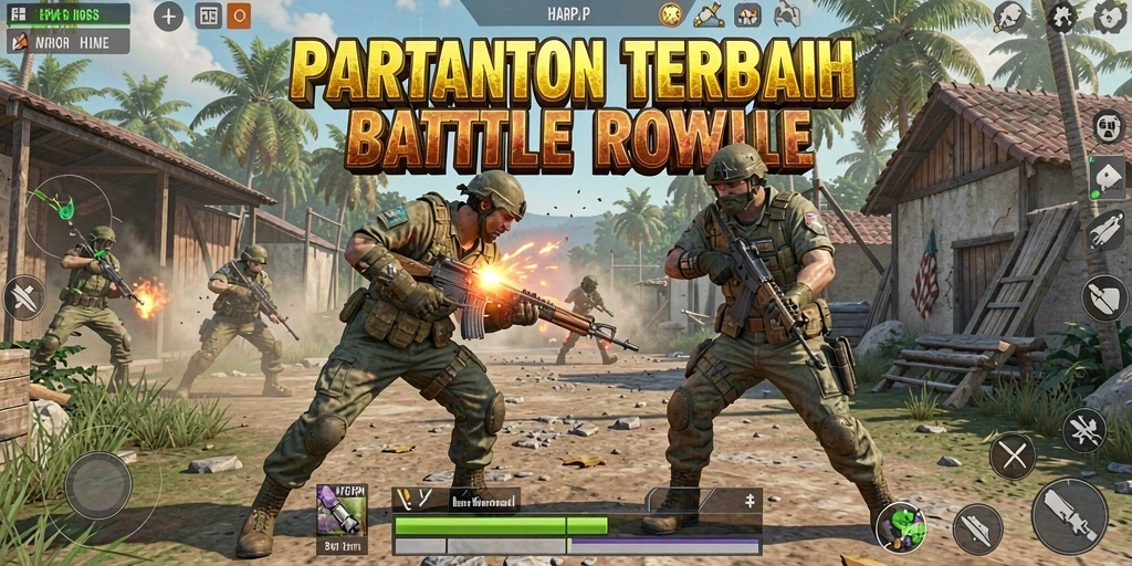 Tampilan gameplay seru dalam pertandingan Battle Royale di HARAPJP.