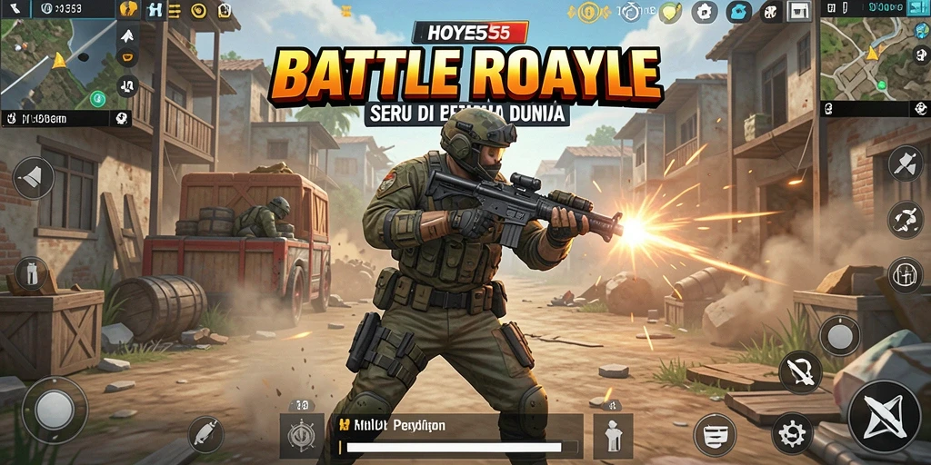 Gameplay seru dalam pertarungan Battle Royale melawan pemain lain.