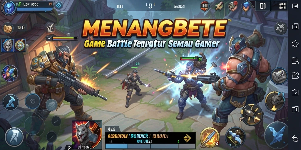 Tangkapan layar utama MENANGBET menampilkan aksi Battle Royale yang intens.