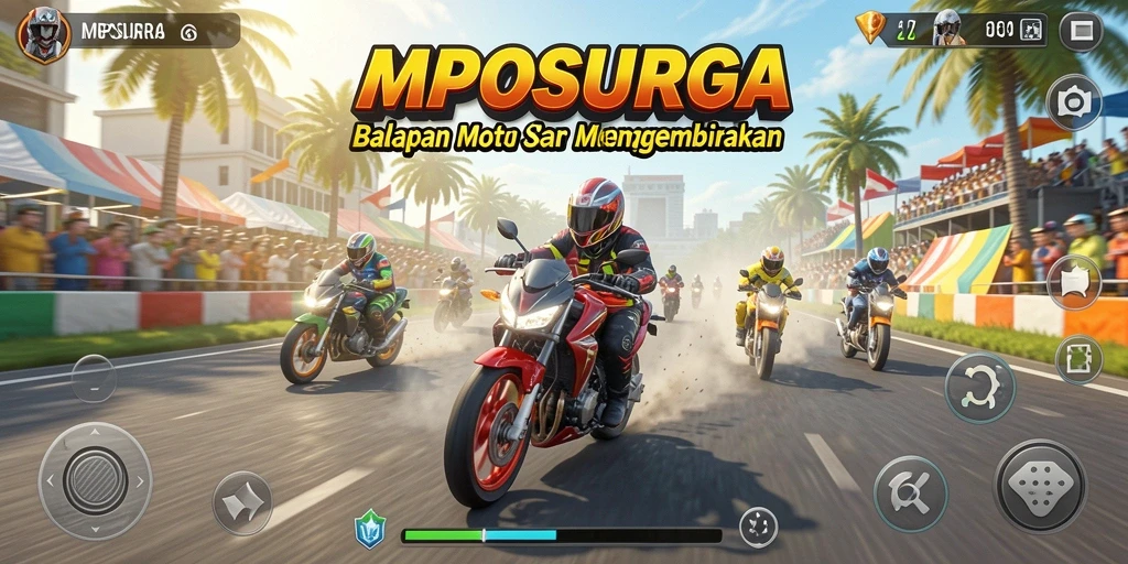 Tampilan gameplay seru dalam balapan motor MPOSURGA.