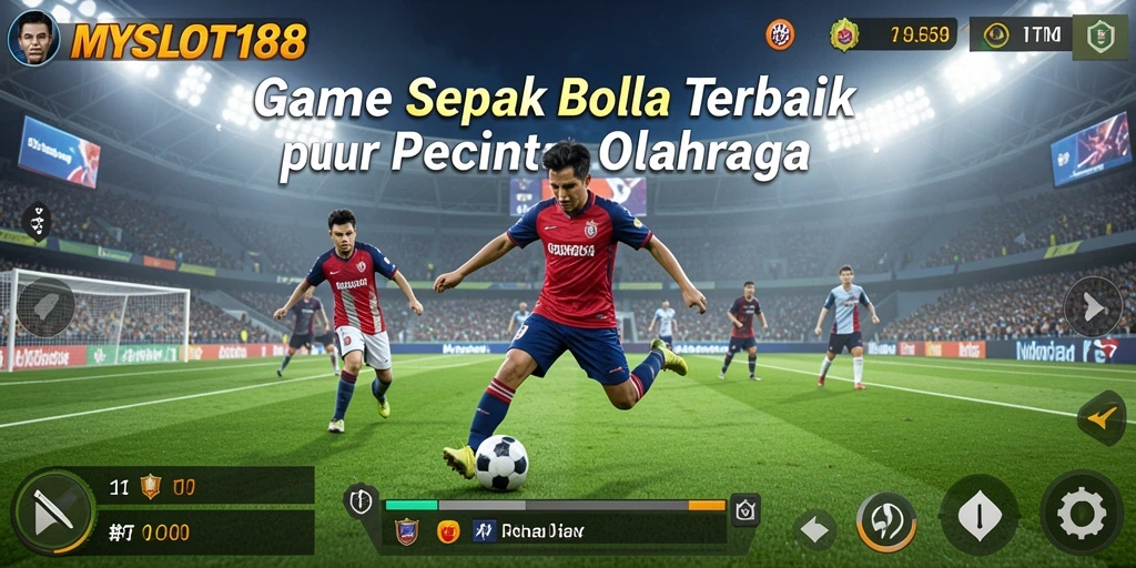 Screenshot gameplay MYSLOT188 menunjukkan momen menegangkan dalam pertandingan sepak bola.