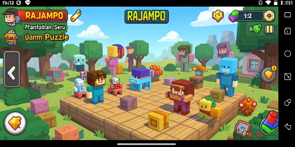 Tampilan gameplay RAJAMPO yang menarik dan fokus pada tantangan puzzle.
