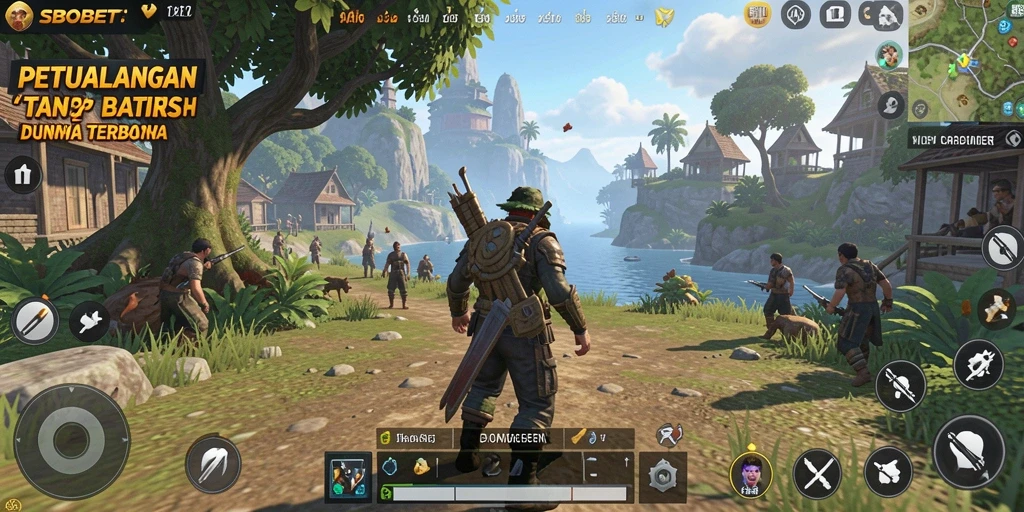 Tampilan gameplay SBOBET menunjukkan petualangan epik di dunia terbuka.