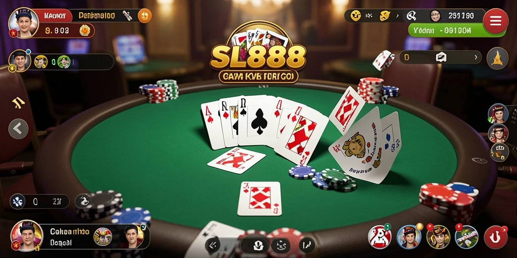 Tampilan gameplay Poker yang mendebarkan di SL888.