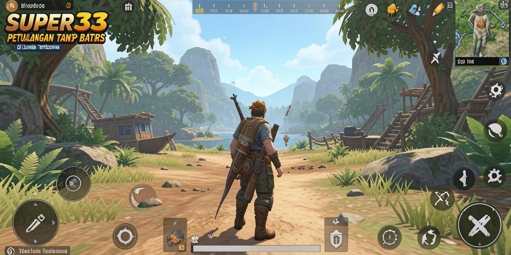 Tampilan gameplay SUPER33 di dunia terbuka yang luas dan menarik.